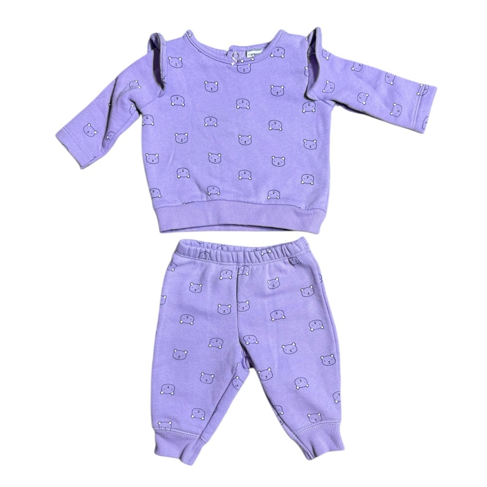Carter's Baby Girl Bear Sweat Set Pajamas Set Size 3 Months